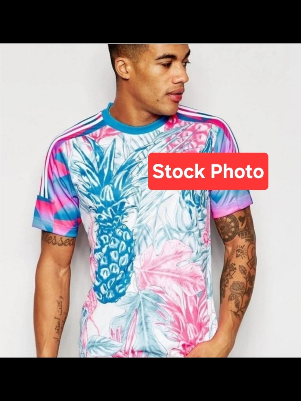 Adidas Originals Flower Rush Men's Ringer t-shirt Sz M - Soccer style- soft! - Picture 3 of 8